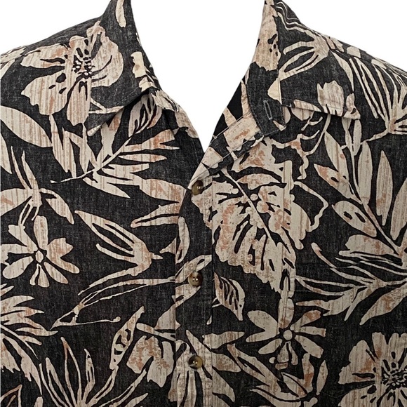 COOKE STREET Reverse Print Grey & Tan Aloha Hawaiian Tropical Shirt Men L Large - Picture 2 of 6